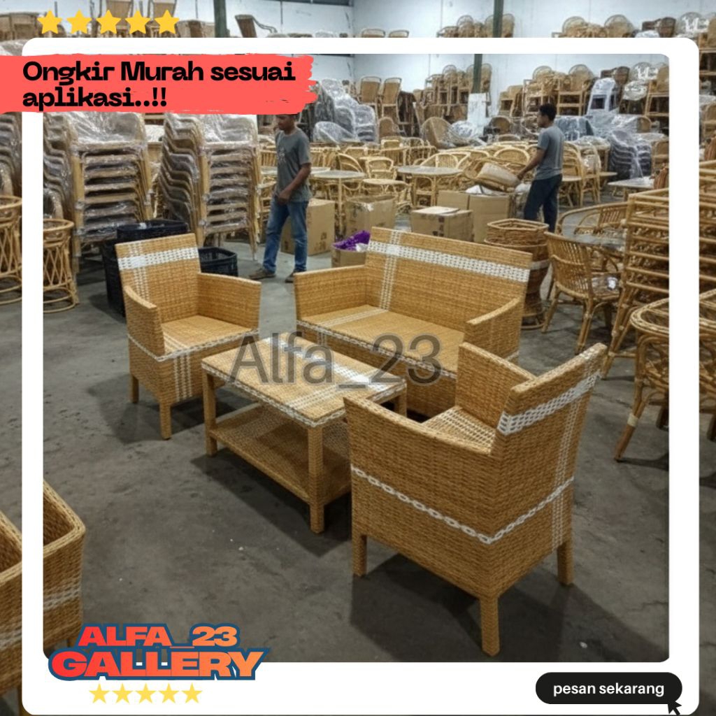 [ Termurah ] kursi hawai rotan sintetis sofa ruang tamu minimalis 3 in 1