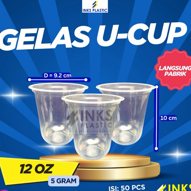 GELAS PLASTIK 12 OZ U CUP OVAL CUP PLASTIK 12OZ