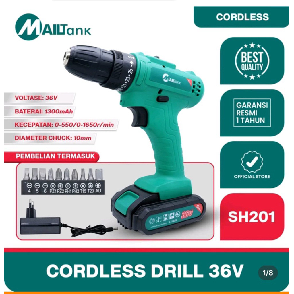 bor baterai mailtank 21v cordless drill sh201