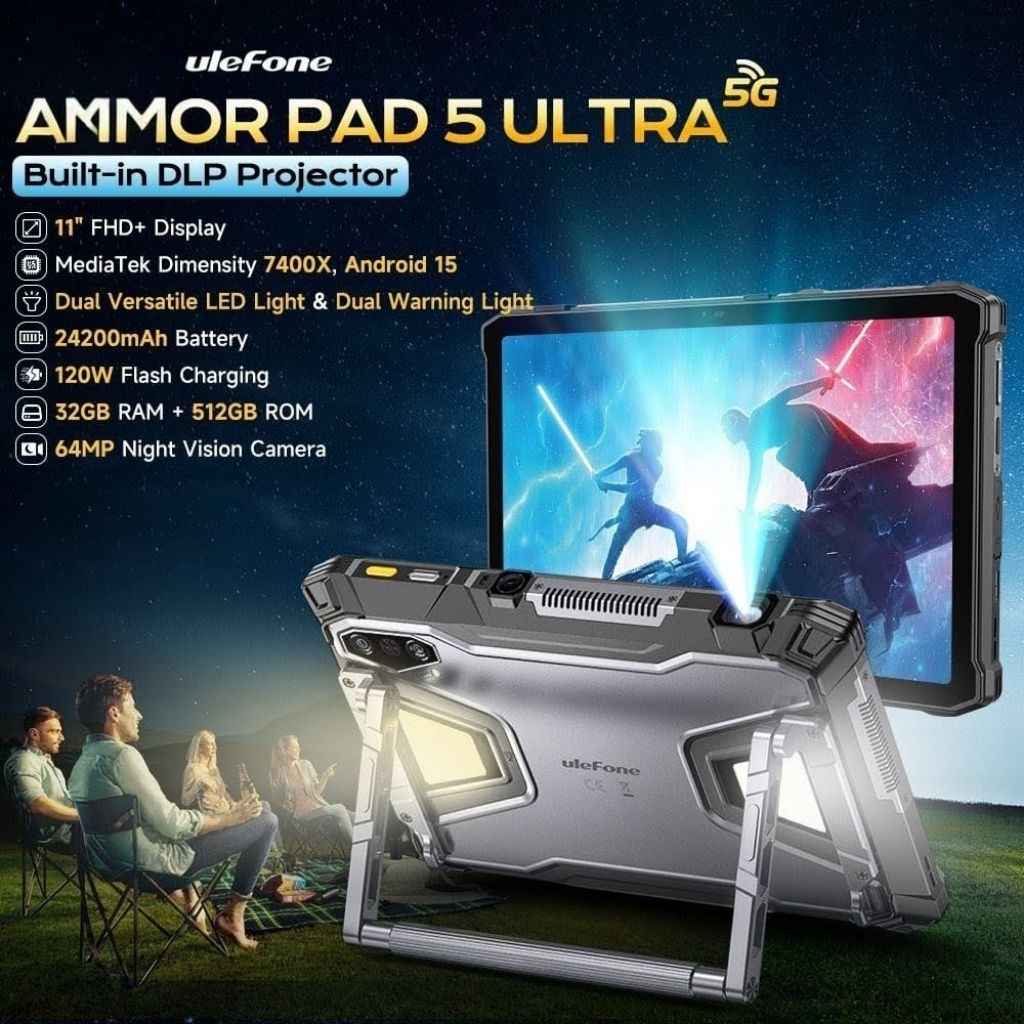 Ulefone Armor Pad 5 Ultra Rugged Tablet 12GB+512GB 24200mAh 11Inch 5G Android NFC