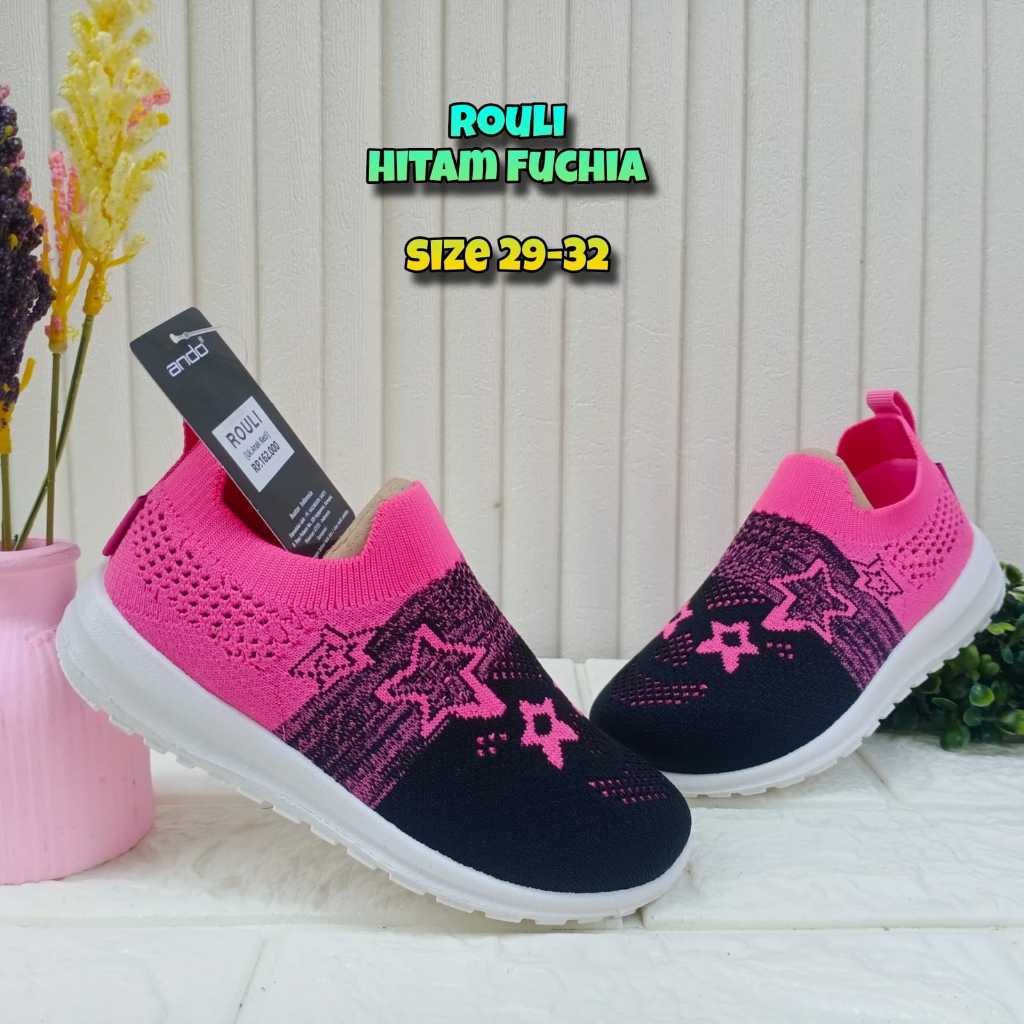 Sepatu slip on rajut anak perempuan TK size 29-32 ando rouli terbaru keren murah - sneakers anak cew