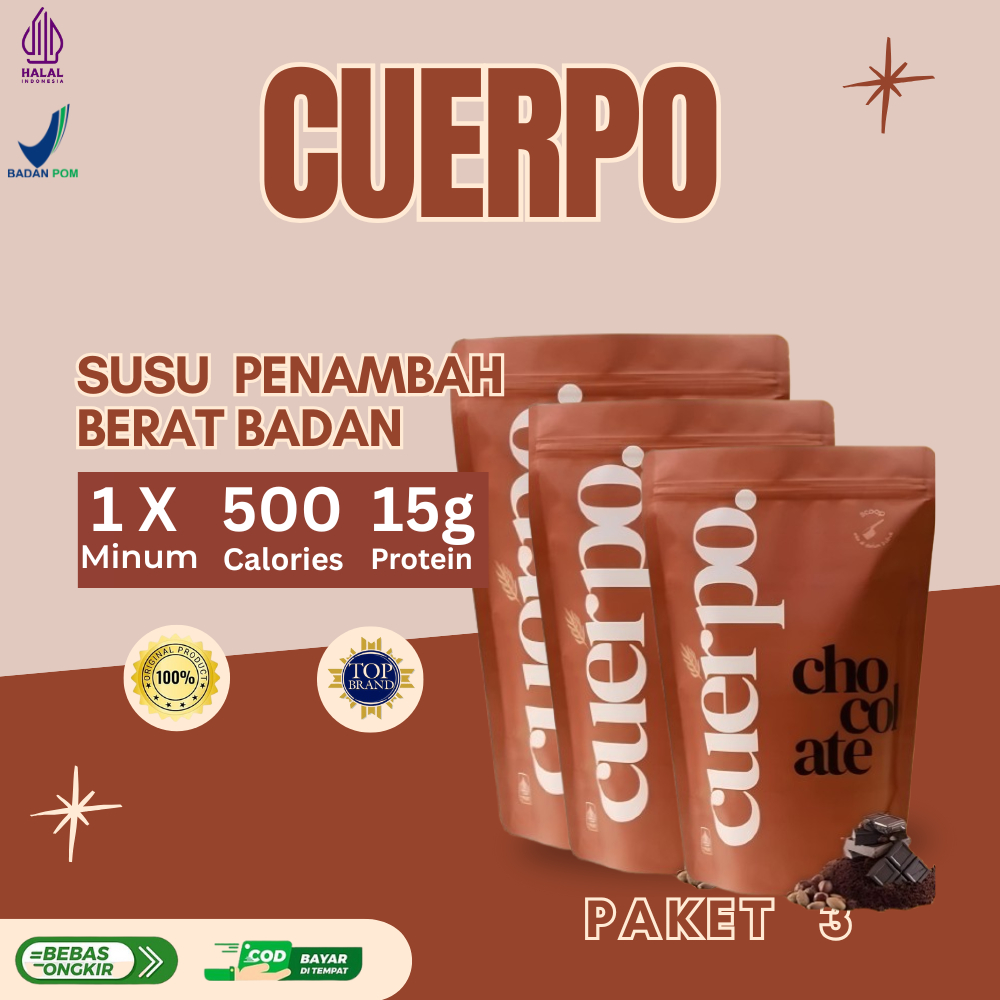 Promo Ready Stok 3 Paket Susu Cuerpo Bantu Menambah Berat Badan Penggemuk Halal Original Gemuk