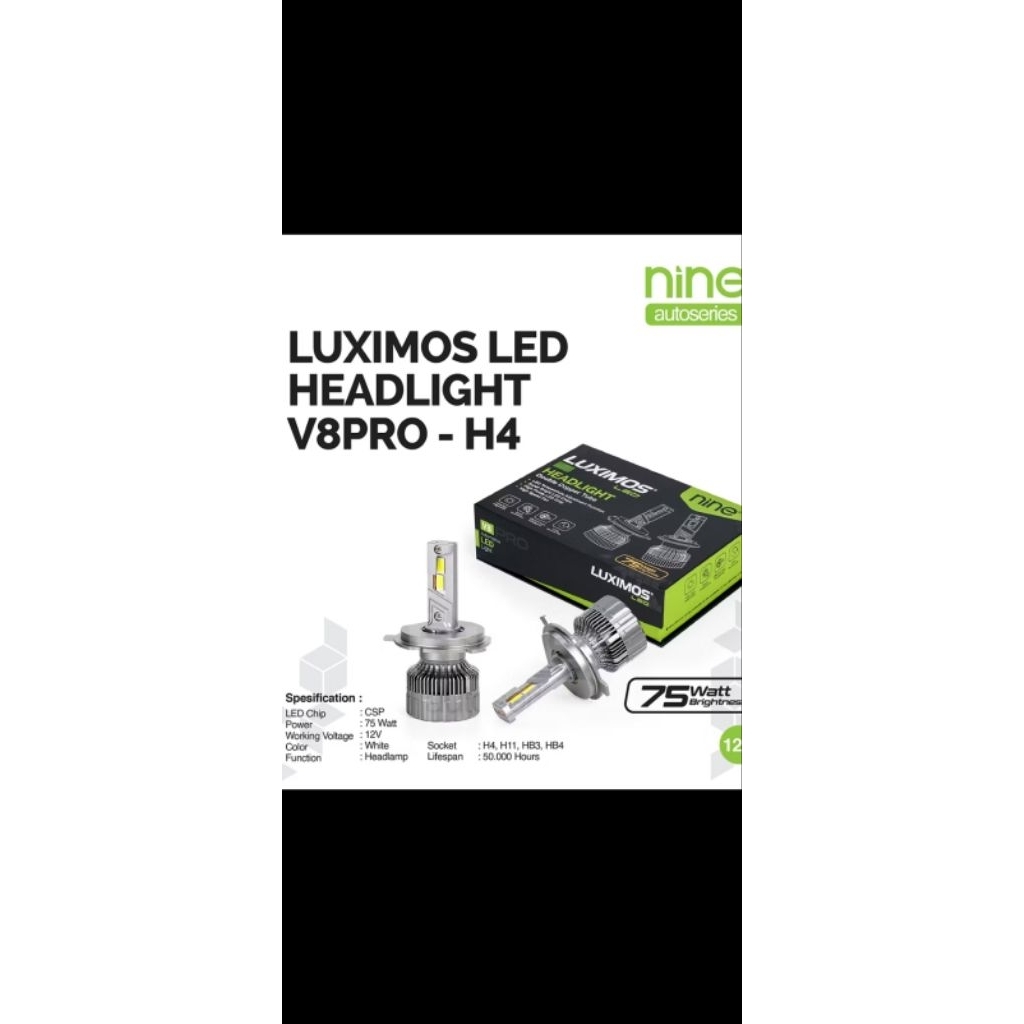 LUXIMOS LAMPU UTAMA MOBIL 75 Watt H4 H 11 H 7 HB3 HB4 super terang Foglamp putih V8pro