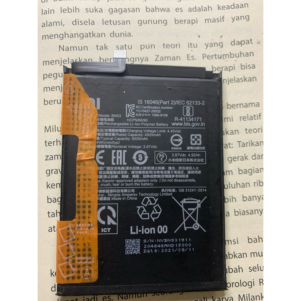 BN-53 BATRAI ORIGINAL REDMI NOTE 9 PRO/ NOTE 10PRO