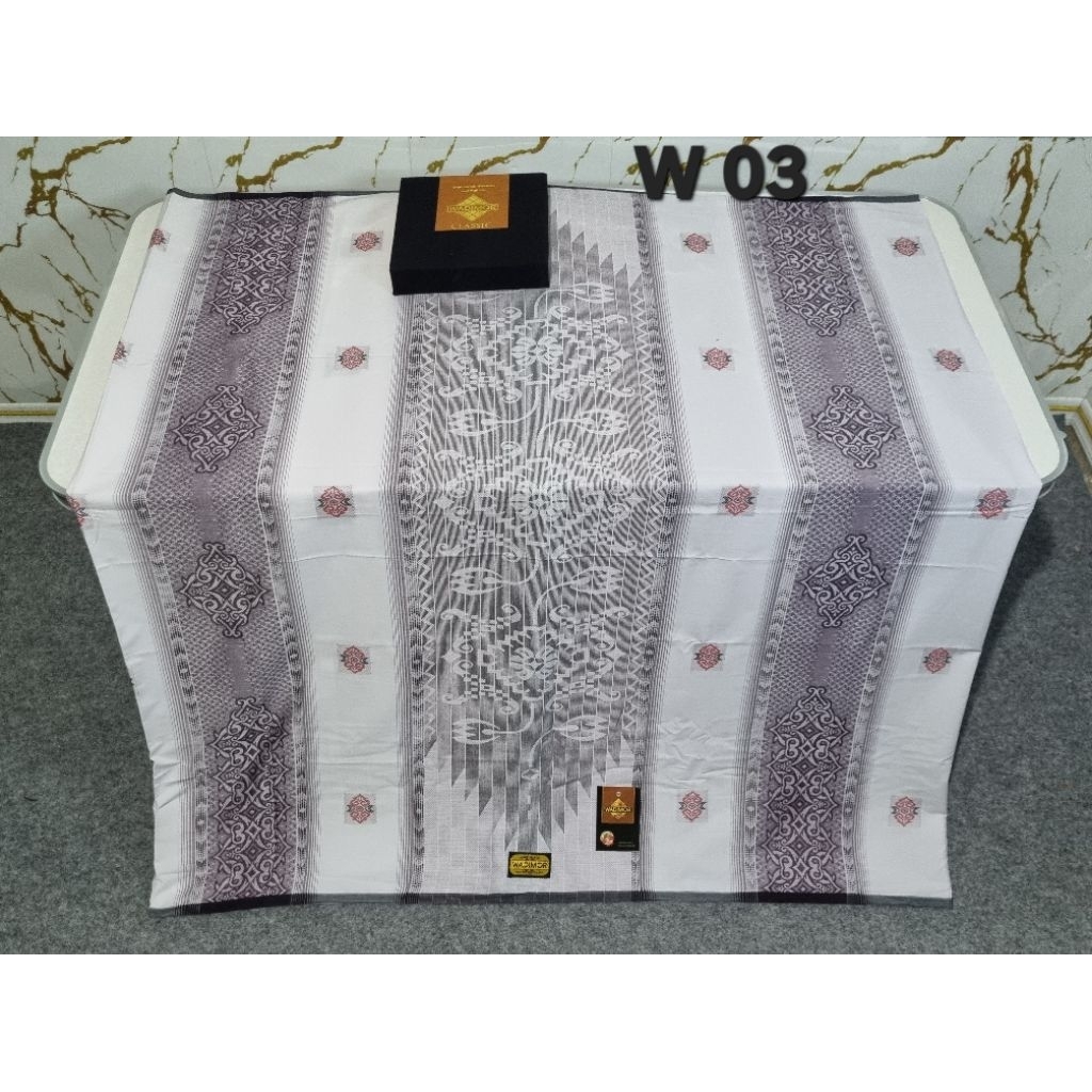 Sarung wadimor classic jaquar Songket seri putih