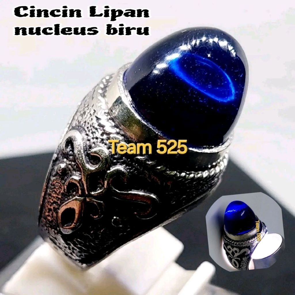 Cincin batu akik lipan biru king safir model nucleus batu akik pria terlaris