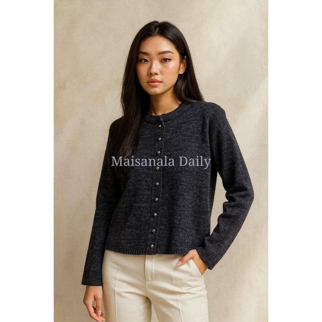 Maisanala Caroline Cardigan Rajut Acrylic Knitwear Wanita Basic Minimalis