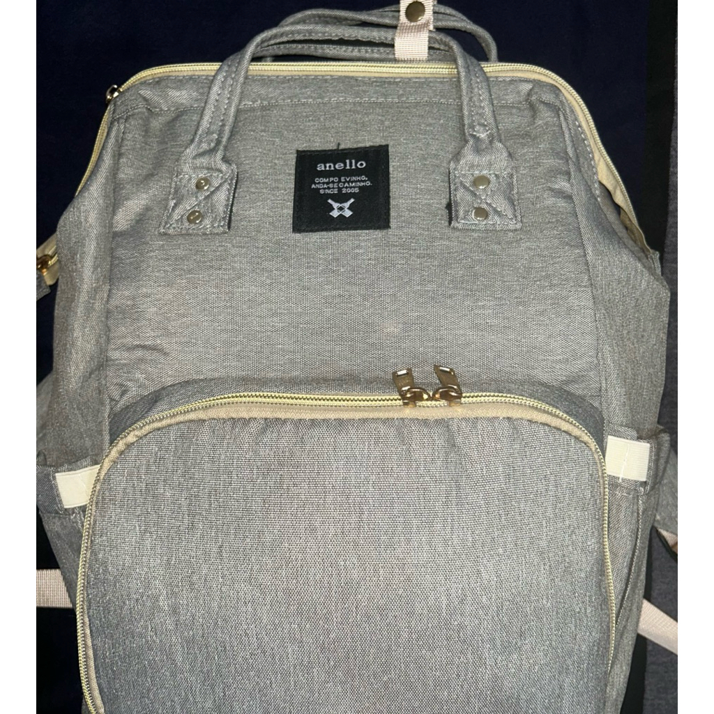 Tas Anello Diaper Bag Polos Emboss – Warna Grey (Preloved, Like New)