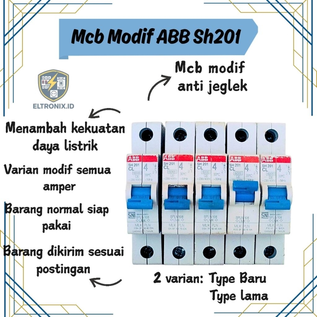 Mcb modif 1phase mcb modif abb sh201 mcb modif anti jeglek siap kirim
