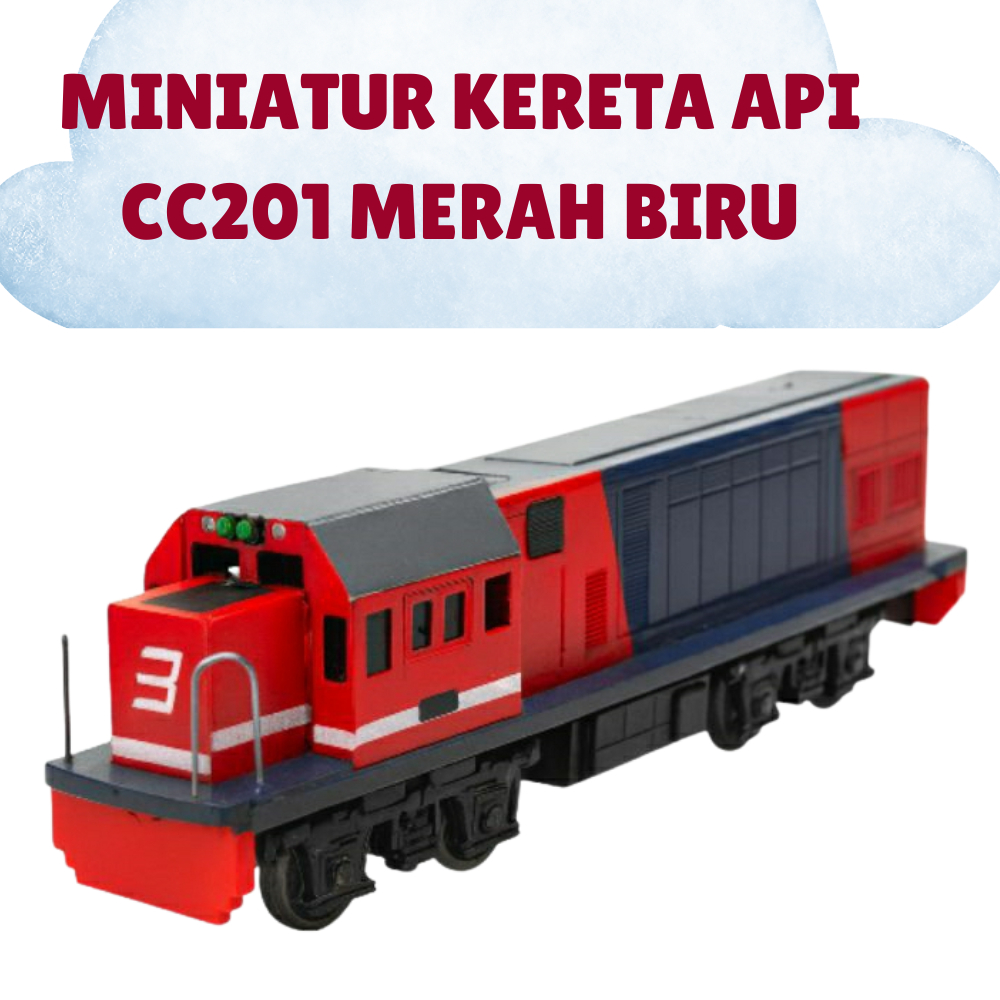 miniatur kereta api cc201 merah biru hadiah ulang tahun