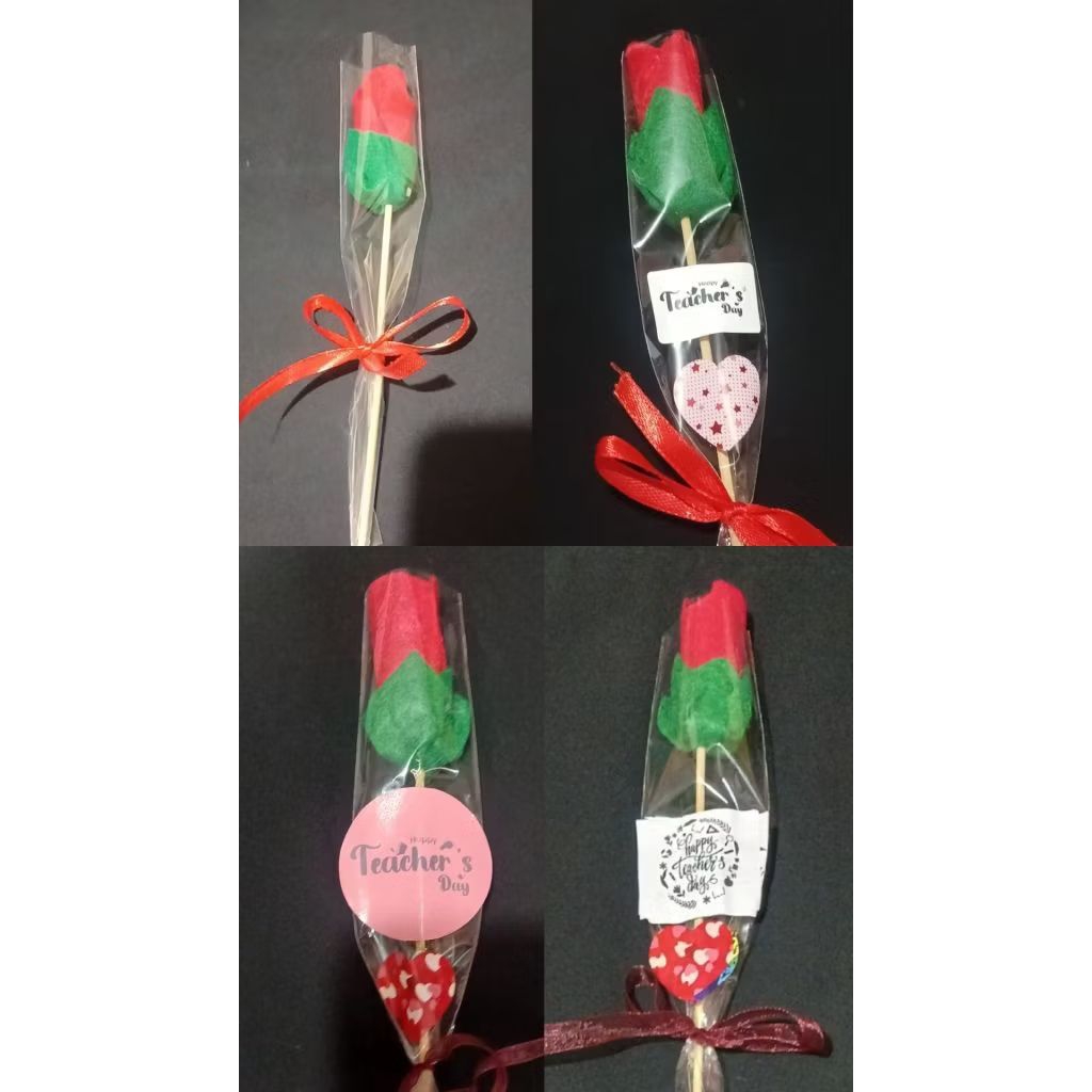 BISA REQUEST UCAPAN Bunga / Bunga Flanel Satuan Murah / Bunga Coklat / Setangkai Bunga Mawar Tulip /