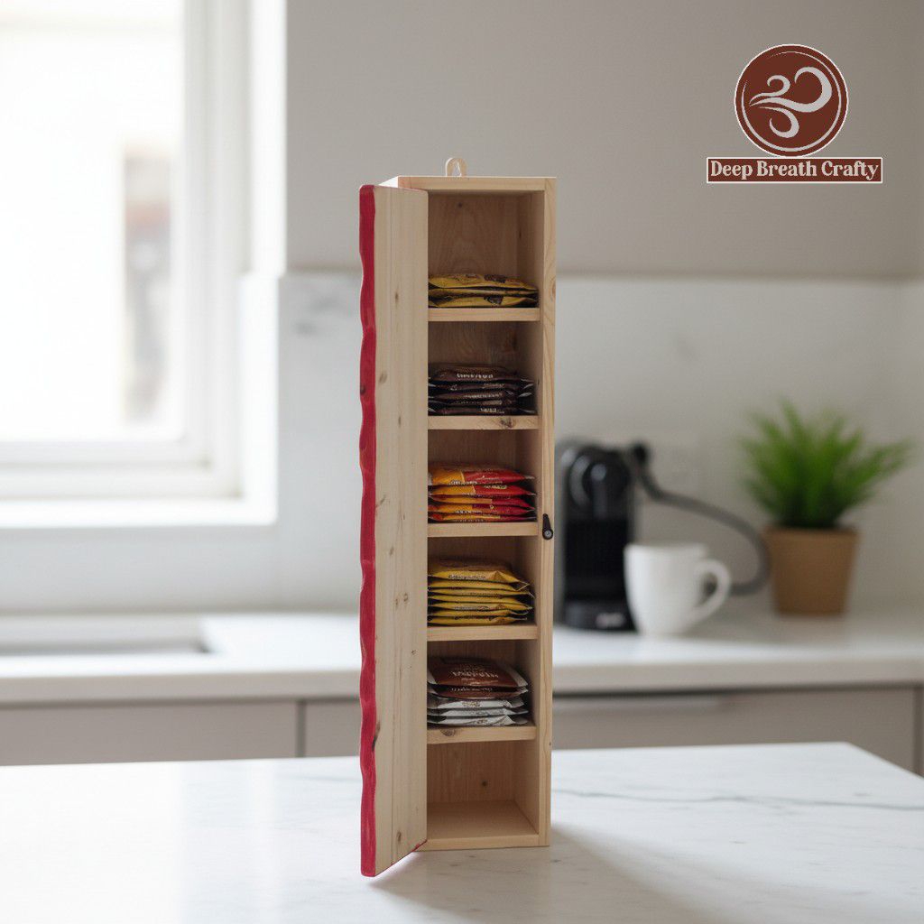 kabinet kecil rustik tempat wadah kopi sachet asesoris