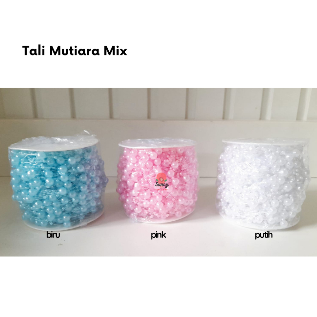 Tali Mutiara mix 8mm+3mm / mutiara rantai / mutiara dekorasi