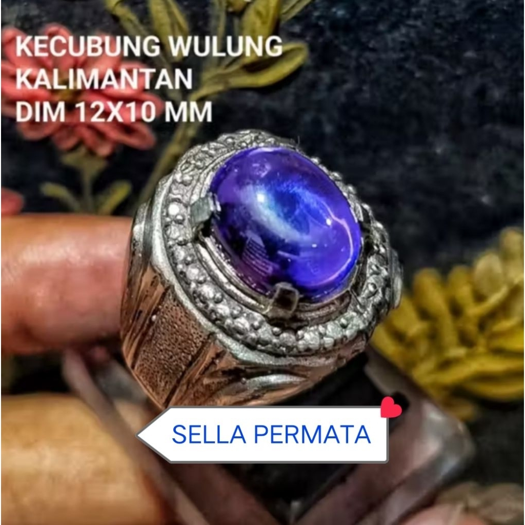 Cincin Batu Permata Kecubung Wulung Crystal Asli Kalimantan
