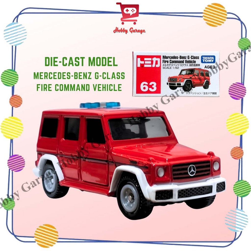TOMICA Regular 063 Miniatur Diecast Mercedes-Benz G-Class Fire Command Mobil Metal Takara Tomy