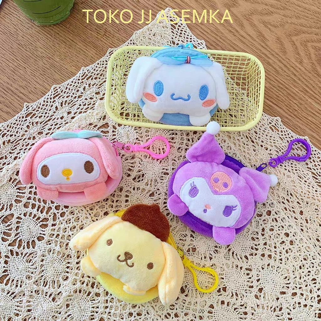 POUCH KOIN KAIN BONEKA SANRIO 3D KP-1279 DOMPET MINI LUCU ANAK CEWE FASHION BULU HALUS GROSIR COD