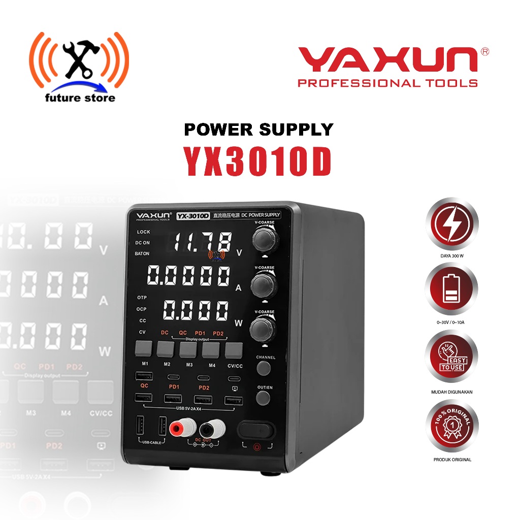 YAXUN YX3010D POWER SUPPLY DIGITAL 30V 10A DC LABORATORY UNTUK TESTING PCB DAN RANGKAIAN - POWER SUP