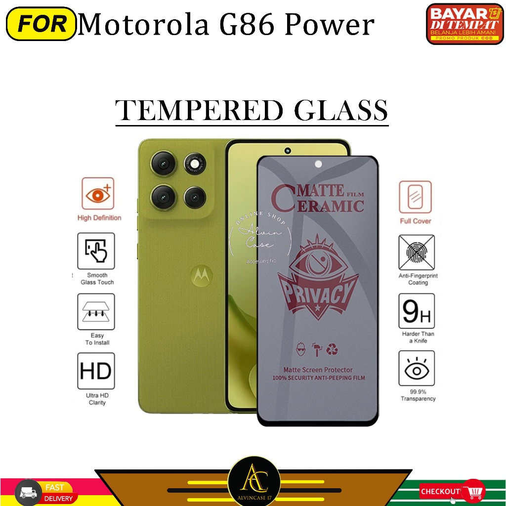 Tempered Glass Ceramic Spy Motorola G86 G67 Power Full Layar Cover