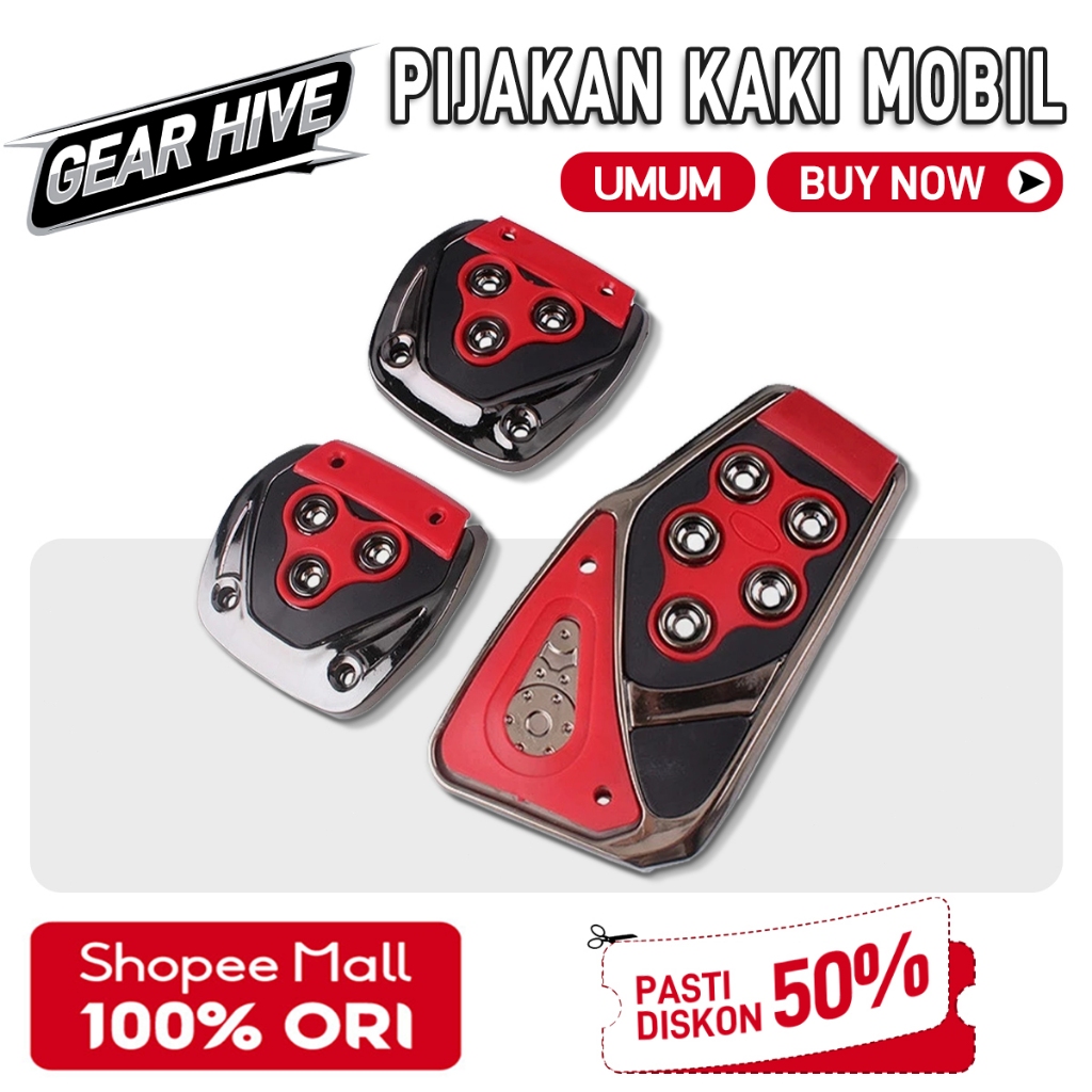 Gear Hive Pedal Mobil Manual Anti Slip Universal Cover Pedal Gas Rem Kopling Aksesoris Mobil Desain 