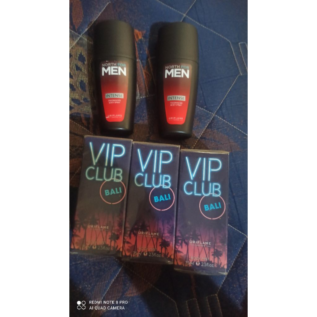 READY STOK  VIP CLUB BALI, NORTH FOR MEN INTENSE BODY SPRAY, MISS CHARMING & MISS HAPPY