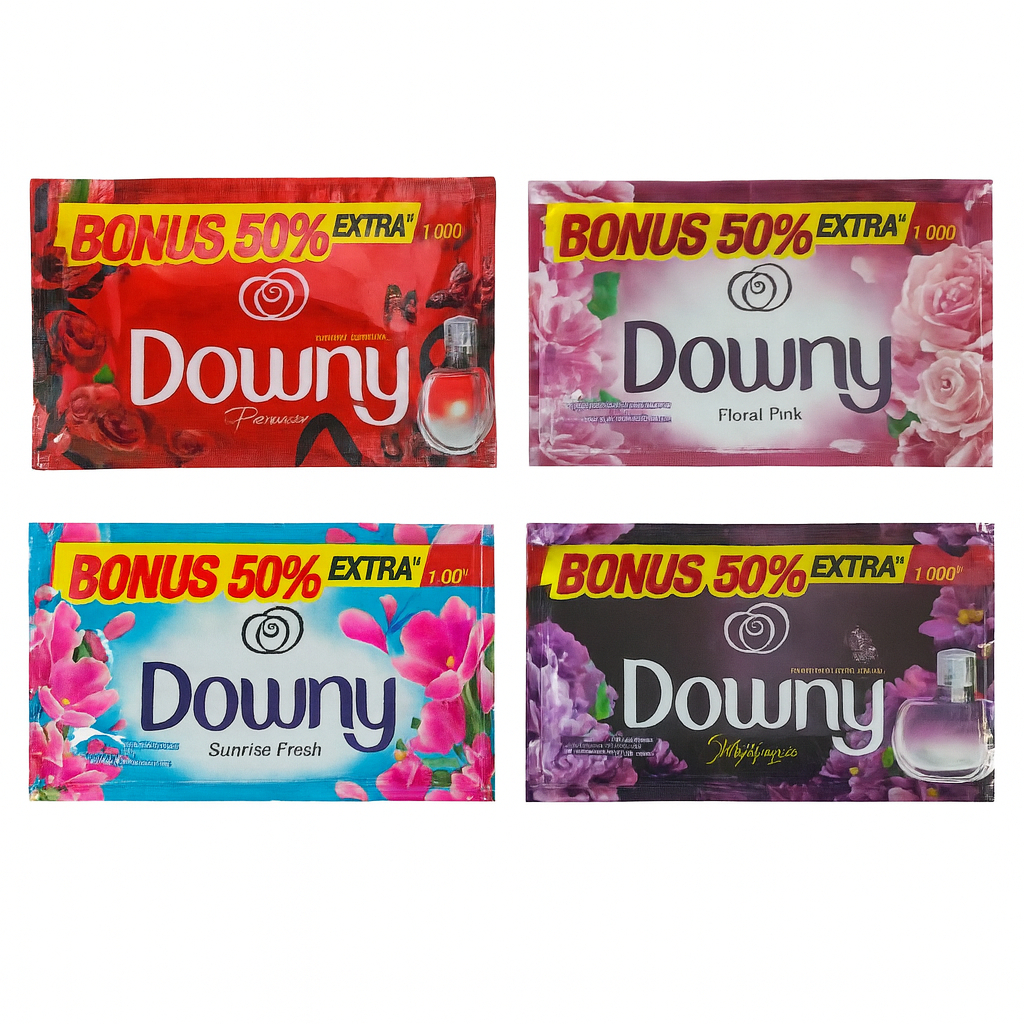 DOWNY 1000 PELEMBUT PEWANGI PAKAIAN RENCENG ISI 12 x 24ml SOFTENER SUNRISE FRESH ANTI APEK ADORABLE 