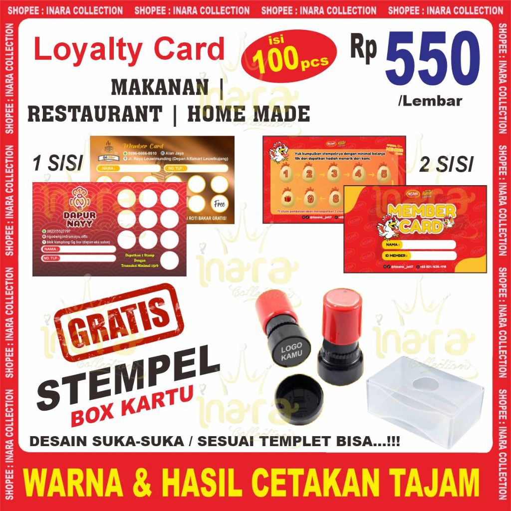 KARTU MEMBER | LOYALTY CARD MAKANAN | LOYALTY CARD RESTORAN (100pcs)