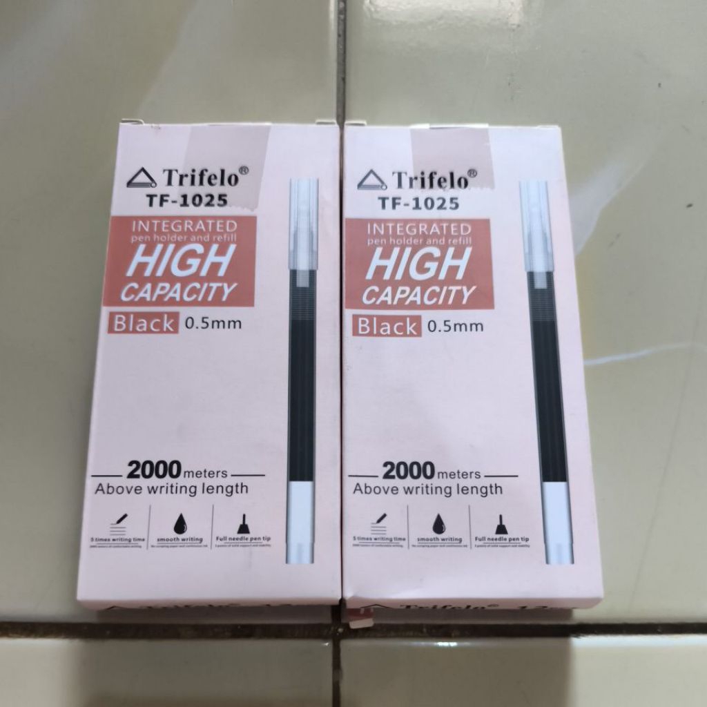 (6 pcs) Trifelo TF-1025 gel pen hitam 0,5 mm