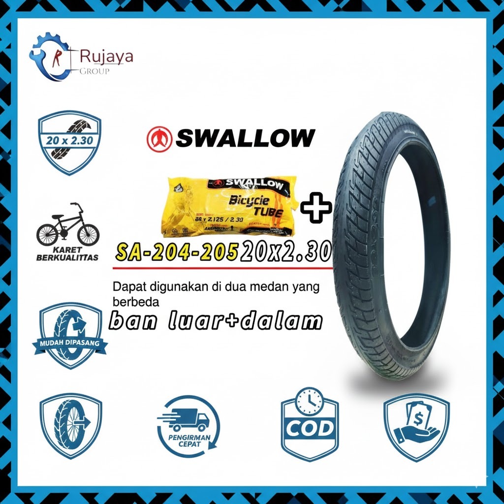 BAN LUAR DALAM SEPEDA BMX 20 X 2.30 SWALOW / ban sepeda bmx new motif