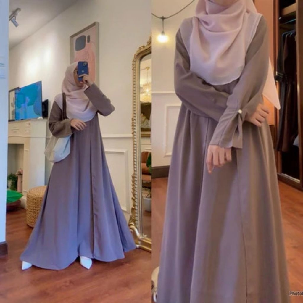 Masayu Abaya - Gamis Abaya Wanita Premium Bahan Famous Outer dan Inner Menyatu Size S M XL By Sabrin