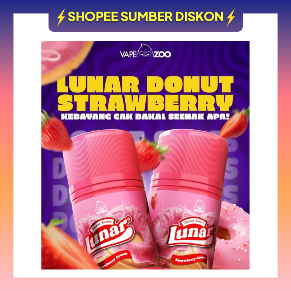 Lunar Donut Series Strawberry Freebase 60Ml 100% Original By Vapezoo