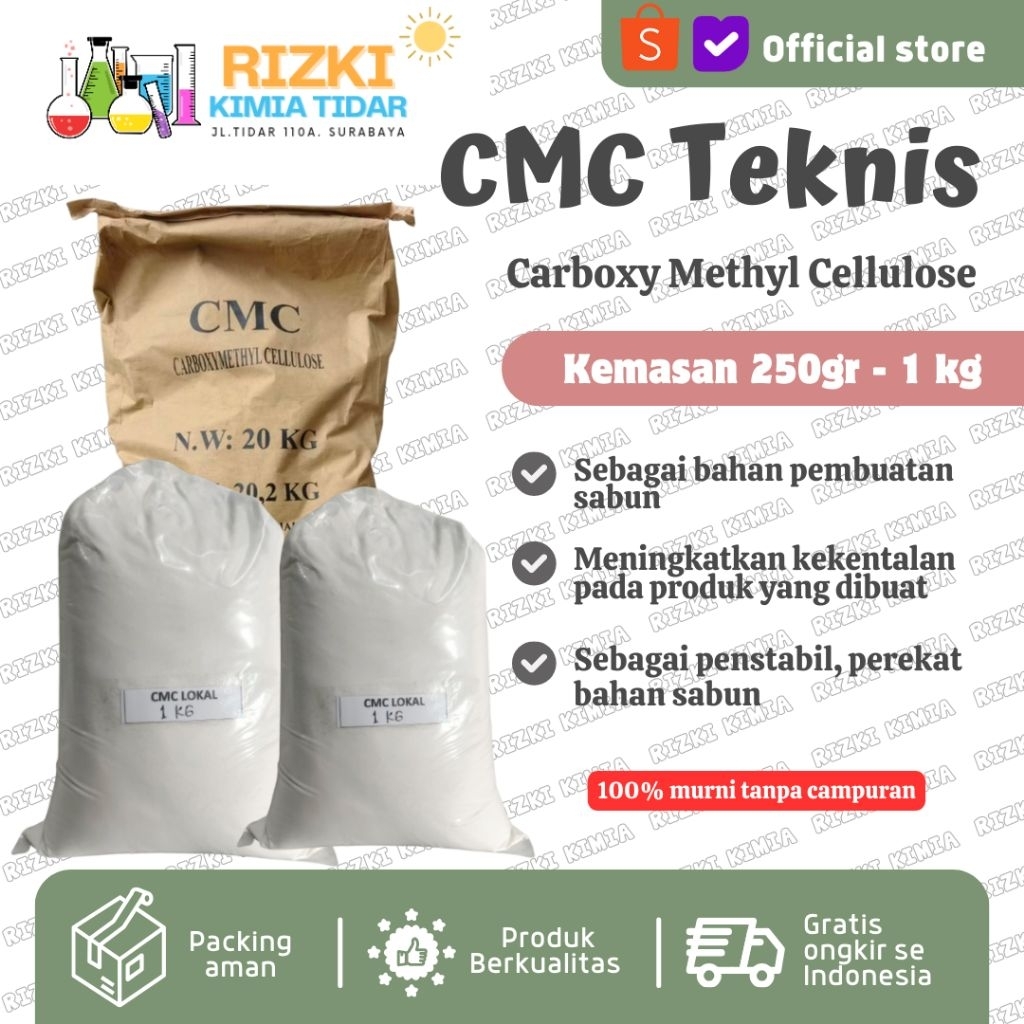 CMC Teknis Carboxy Methyl Cellulose Bahan  Pengental Karboksimetil Selulosa