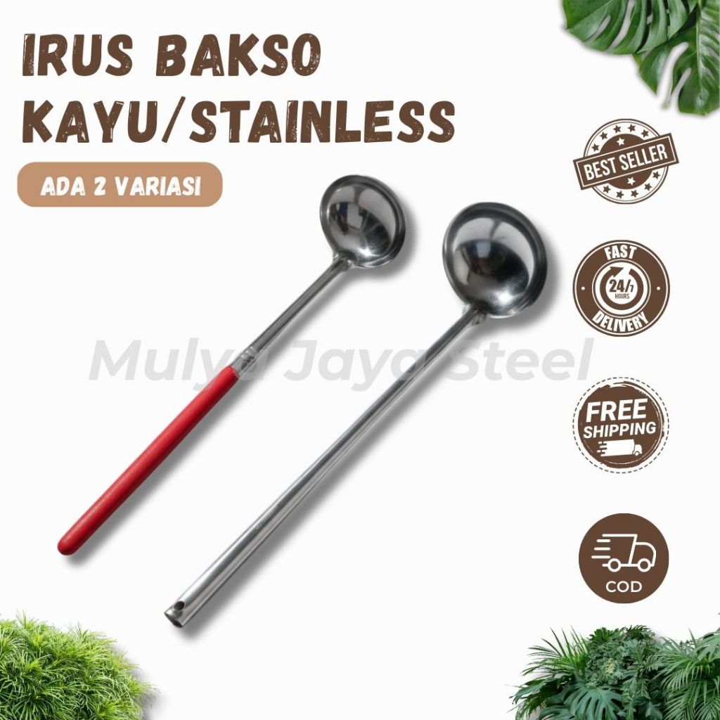 Irus Bakso Gagang Kayu & Full Stainless – Sendok Kuah Bakso