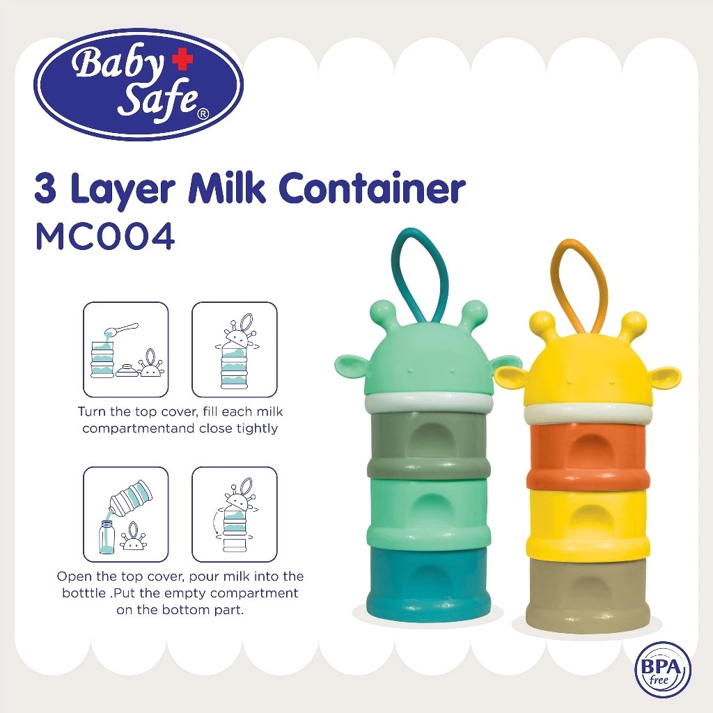 Baby Safe Milk Container Susu Multi Layer MC004 / Tempat Susu Bayi Babysafe / Wadah Susu BabySafe
