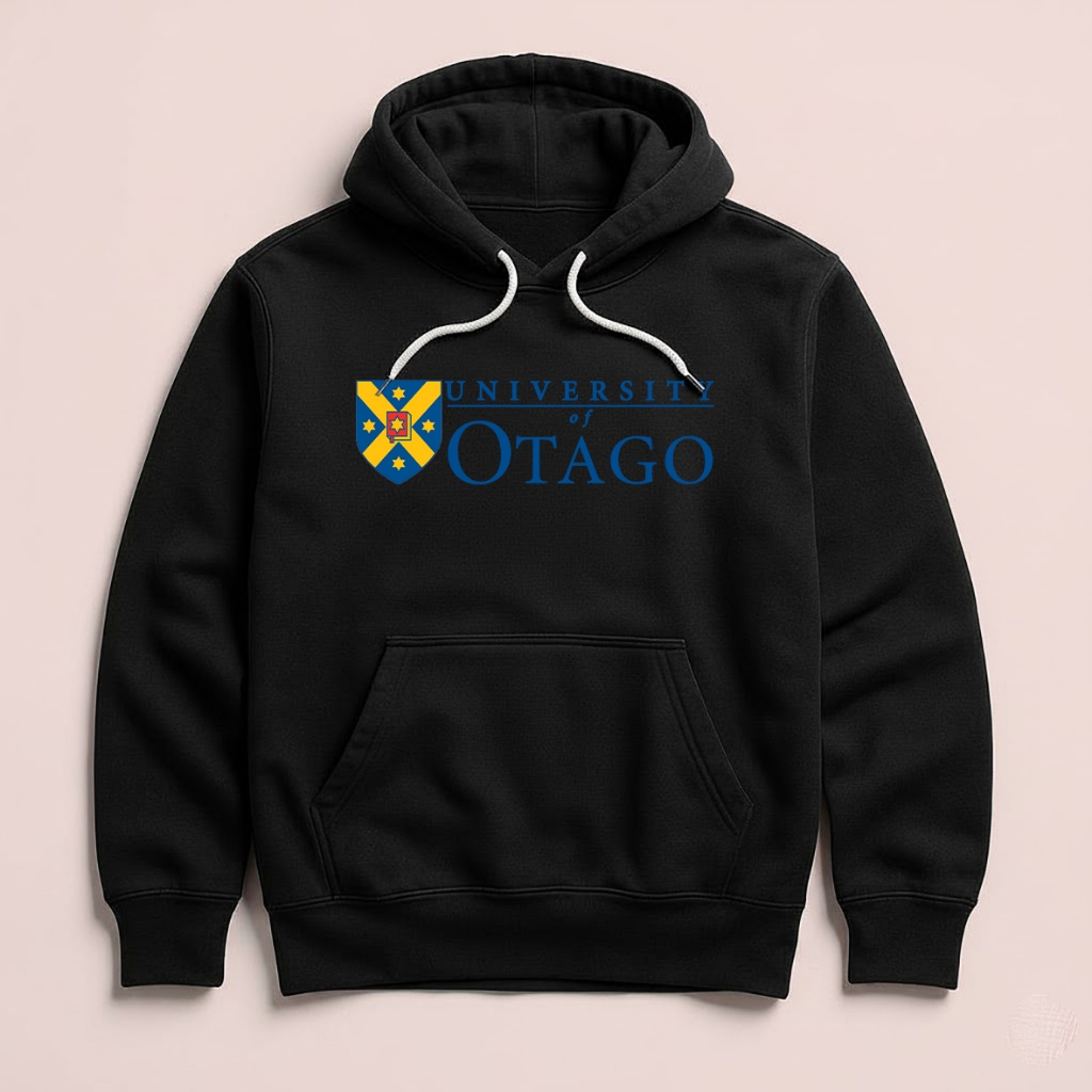 Hoodie University of OTAGO New Zealand  Unisex Sweater Fleece Black Hitam Cloth