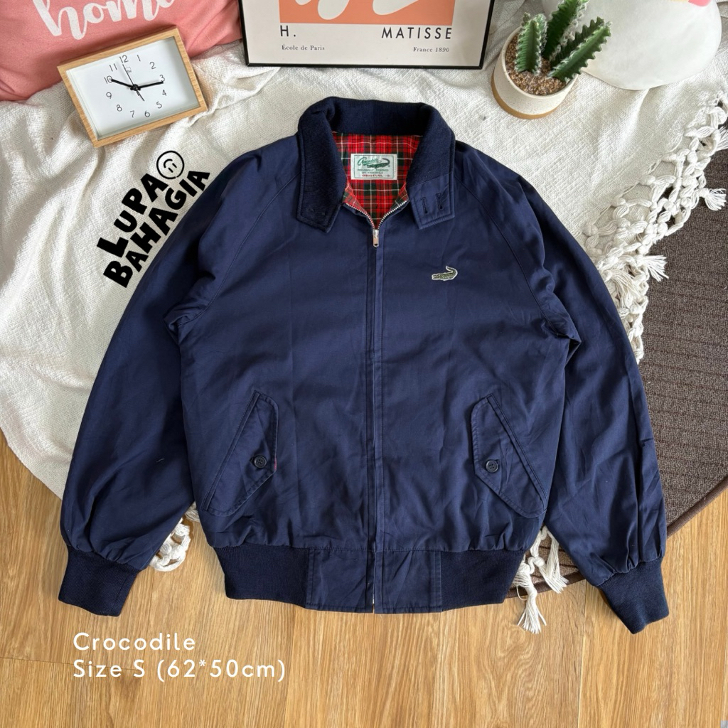 CROCODILE Navy Harington Jaket size S • 100% Original
