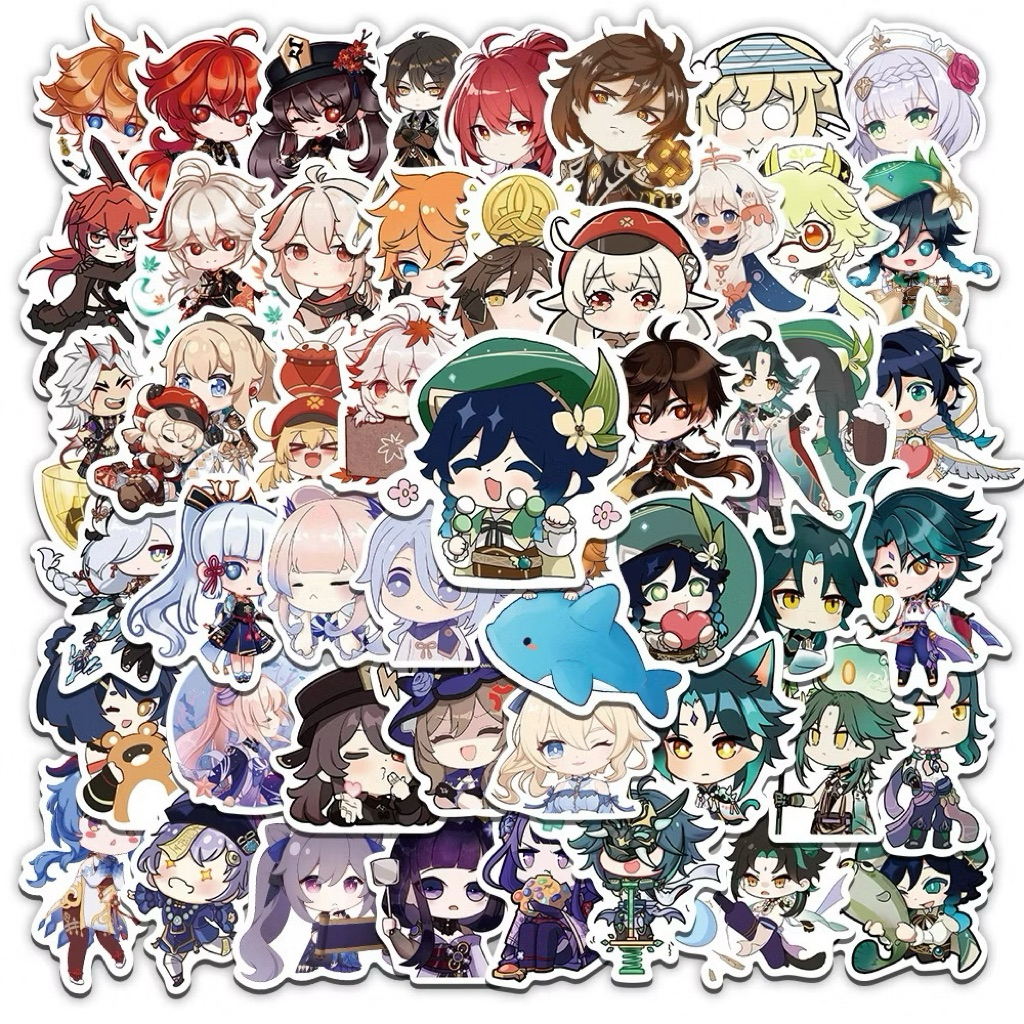 50 pcs Sticker / Stiker / Tempelan genshin impact Lumine Aether Venti
