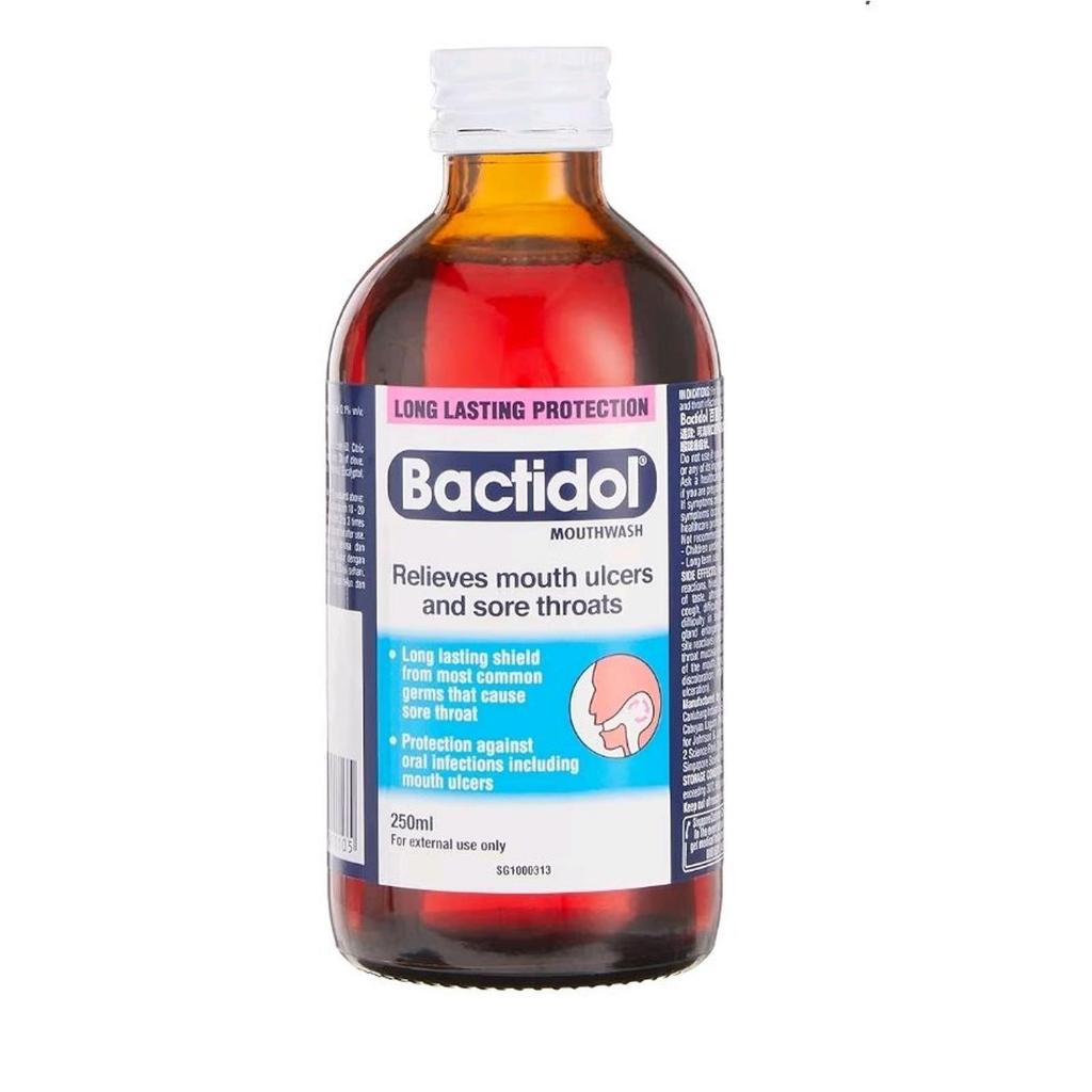 Bactidol Mouthwash for Sore Throat Relief, 250ml