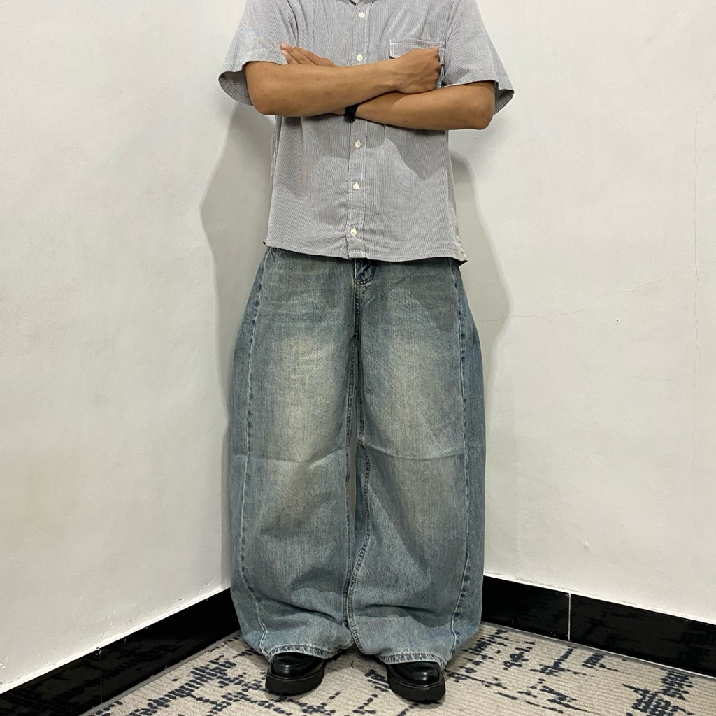 S-Bin baggy blue washed jeans