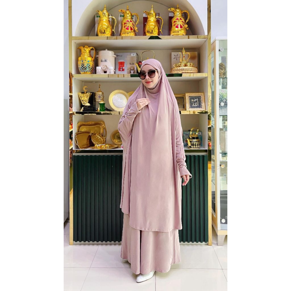 setelan umroh set gamis | gamis set | umroh | perlengkapan haji dan umroh |