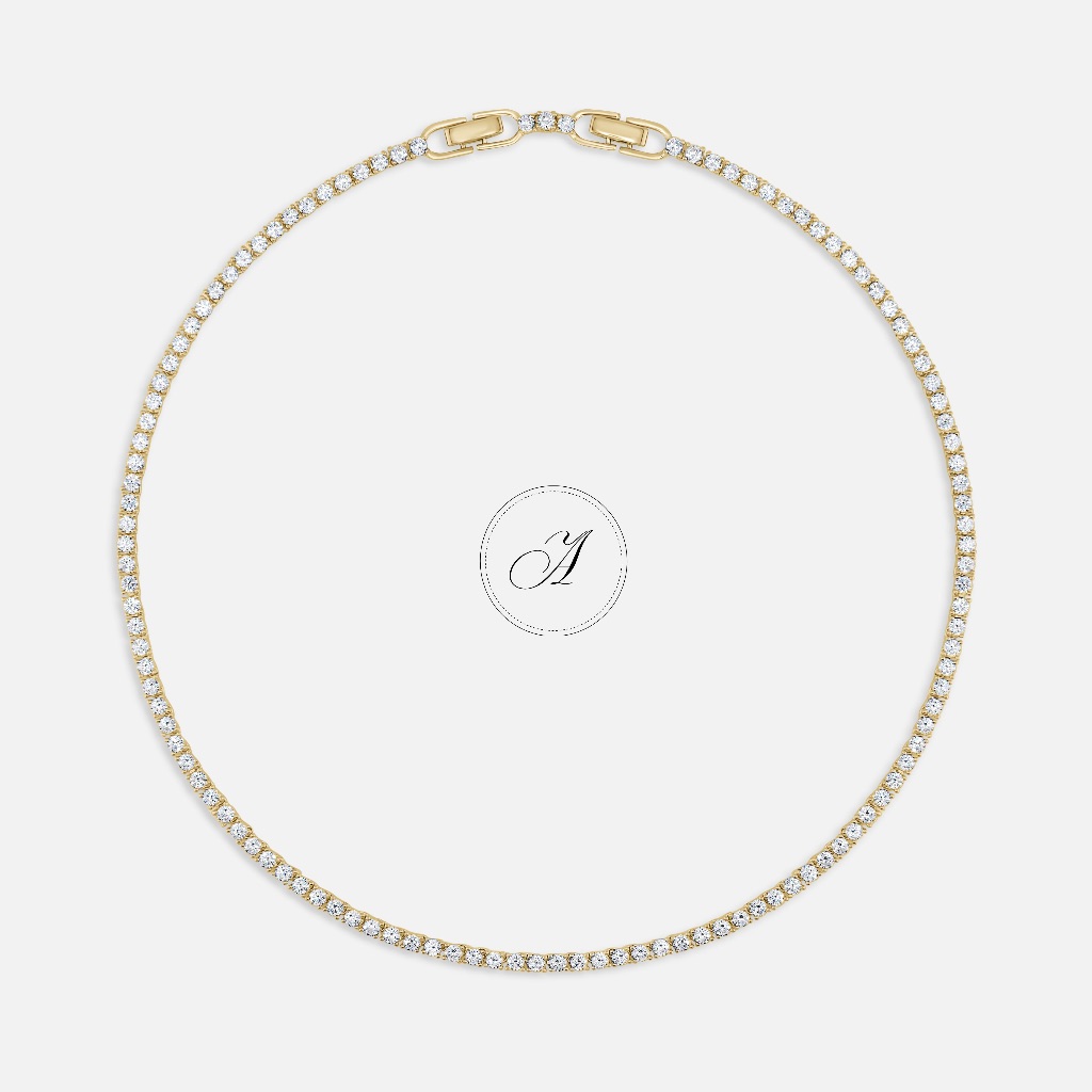 Alnneri - Ventrell Tennis Necklace Jewelry in Gold | Perhiasan Kalung 18K Emas Asli Bersertifikat | 