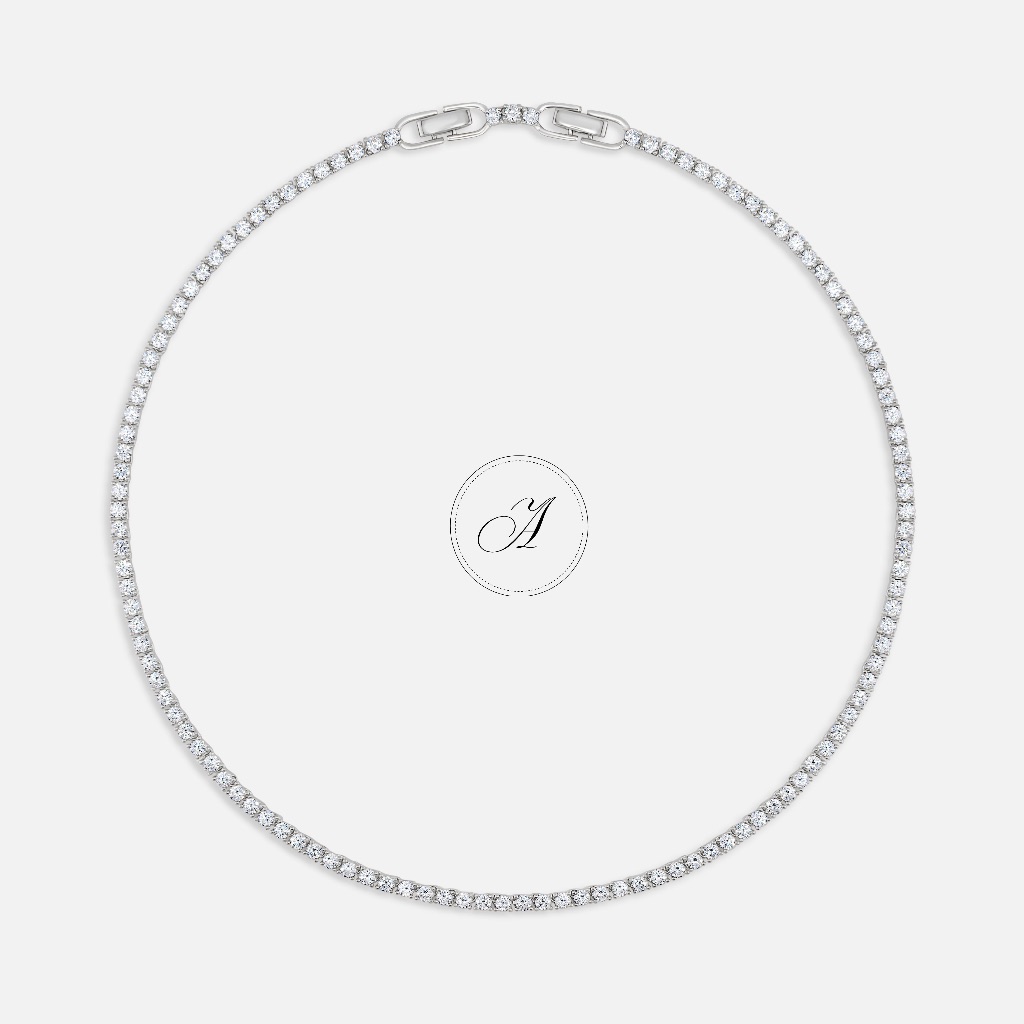 Alnneri - Ventrell Tennis Necklace Jewelry in White Gold | Perhiasan Kalung 18K Emas Asli Bersertifi