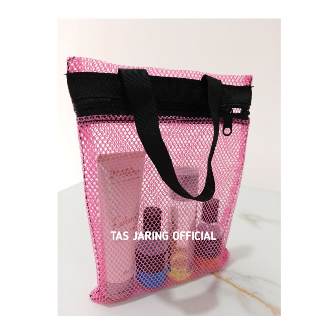 Tas Jaring Mandi Tempat Perlengkapan Mandi Poch Bag Organizer Travel / Tas Kosmetik Skincare Bedak B