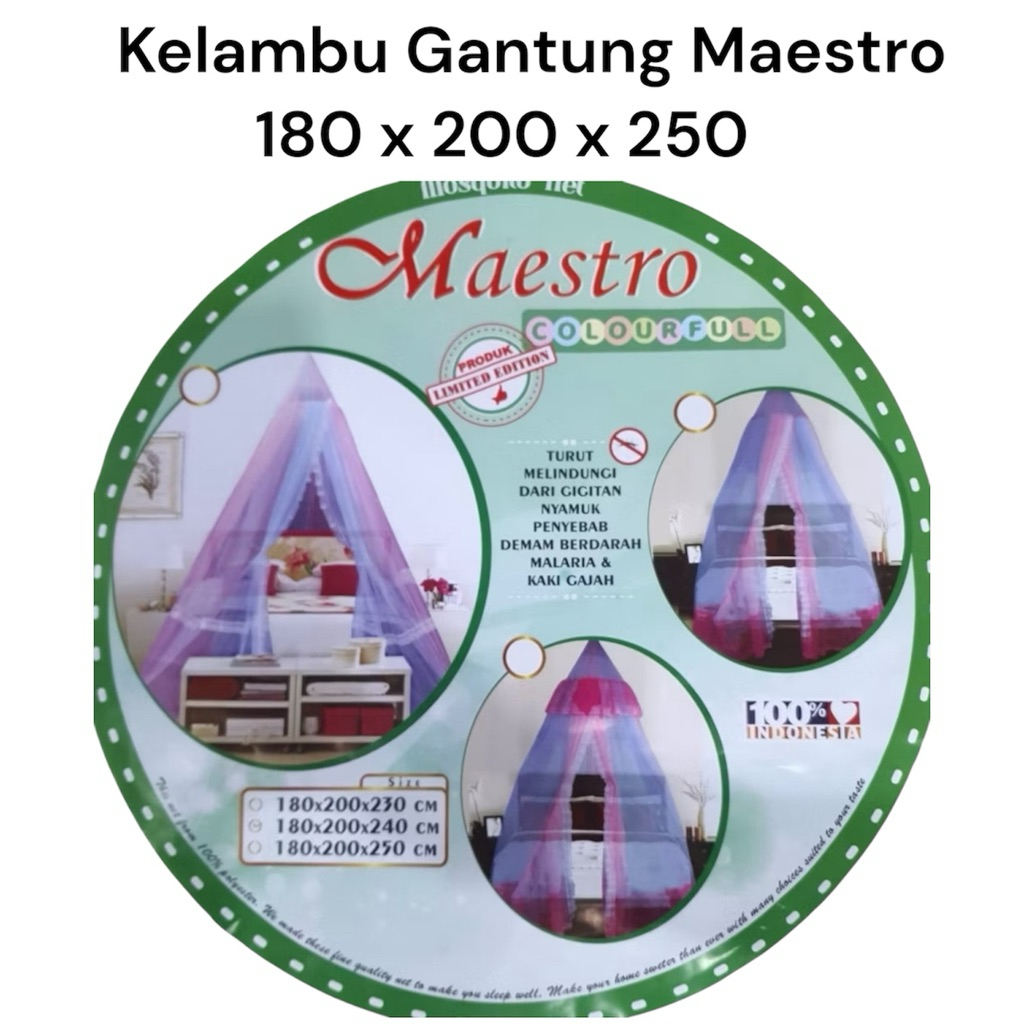Kelambu Gantung Maestro Colourfull 180 x 200 x 250 / Kelambu Anti Nyamuk 180 x 200 x 250 ( 100 % ORI