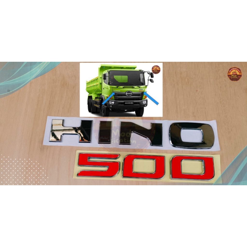 Emblem Hino 500 timbul chrome / emblem tulisan hino 500 sudah ada prekatnya / Logo hino 500 / emblem