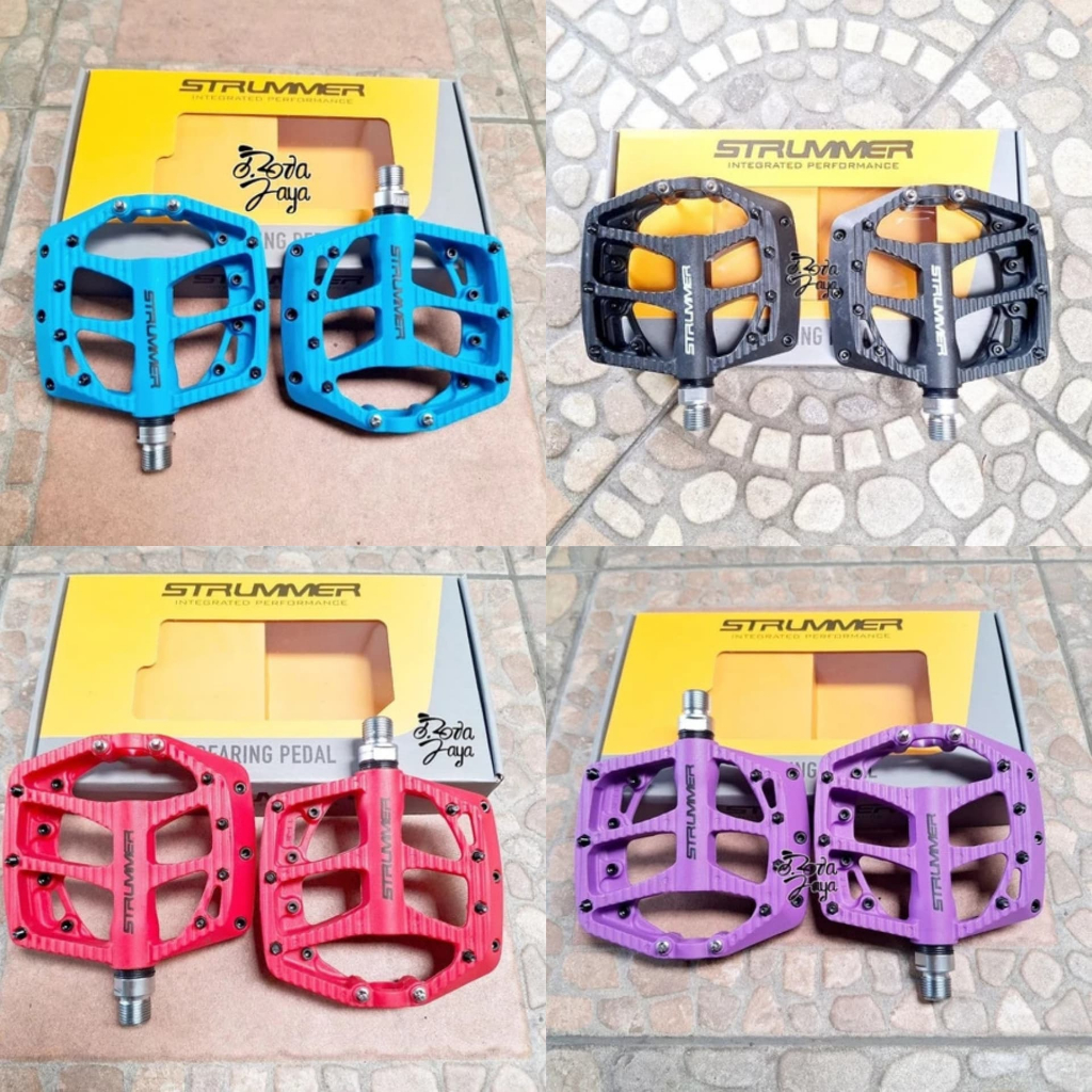 PEDAL SEPEDA MTB STRUMMER NYLON AS BESAR HITAM MERAH BIRU UNGU SPAREPART SEPEDA TERMURAH