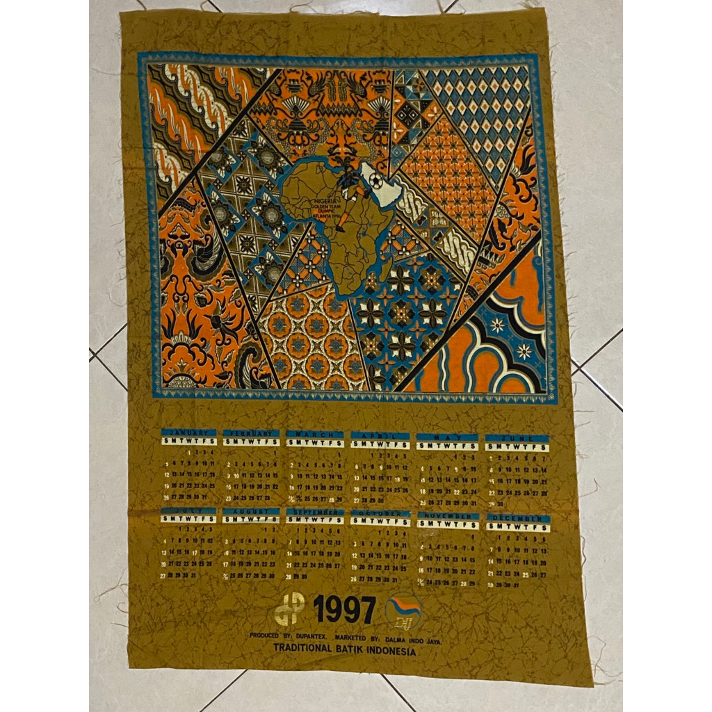 VINTAGE TRADITIONAL BATIK CALENDAR “NIGERIA GOLDEN TEAM OLIMPIC 1996”