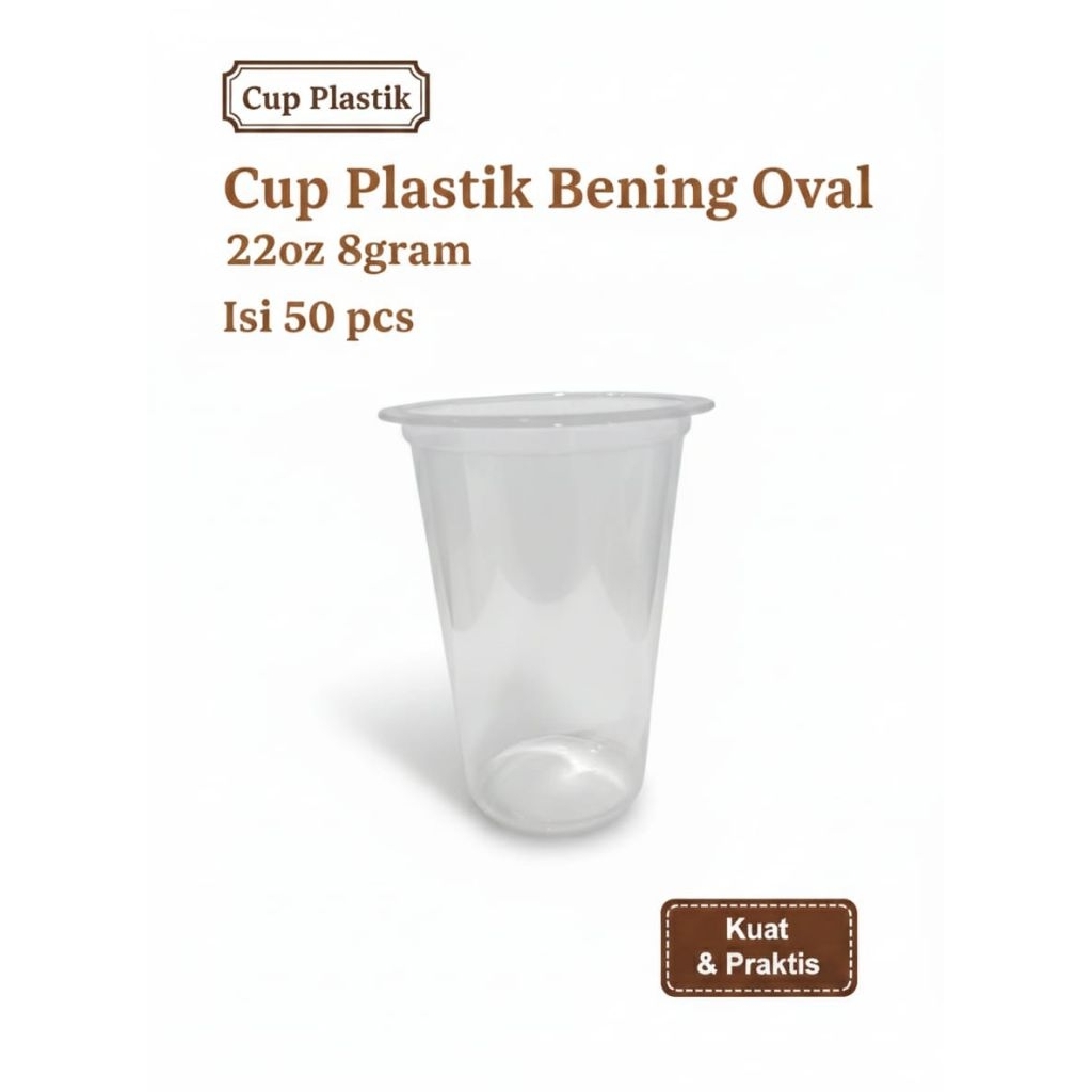 Gelas Plastik OVAL 22oz Gelas oval Bening