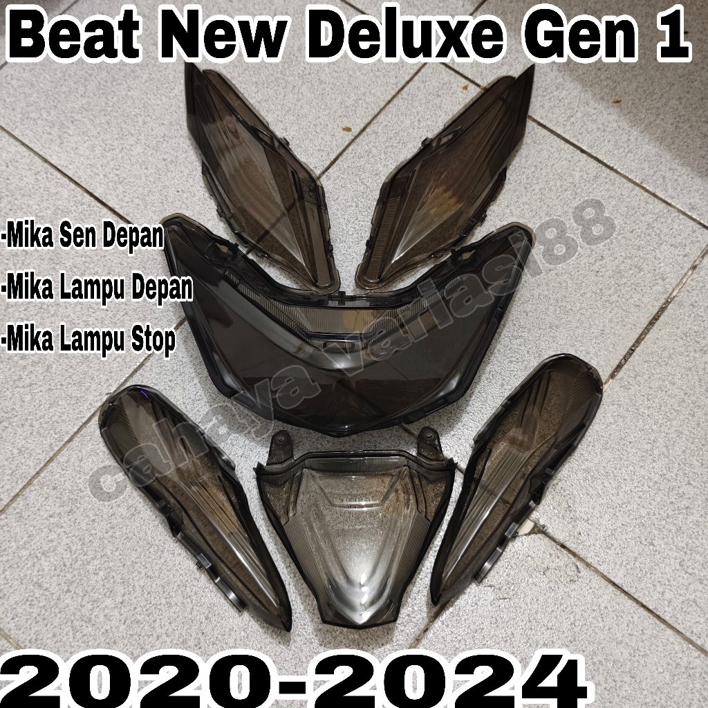 Paket Mika Lampu Depan Mika Sen Mika Stop Belakang Honda Beat Deluxe New Gen 1 Tahun 2020-2024 Warna