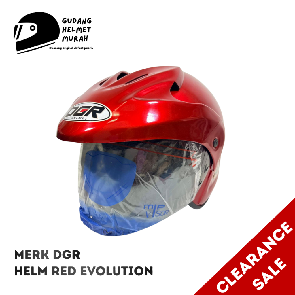Helm Half Face DGR Warna Merah Motif Revolution Cocok untuk Pria Tampan
