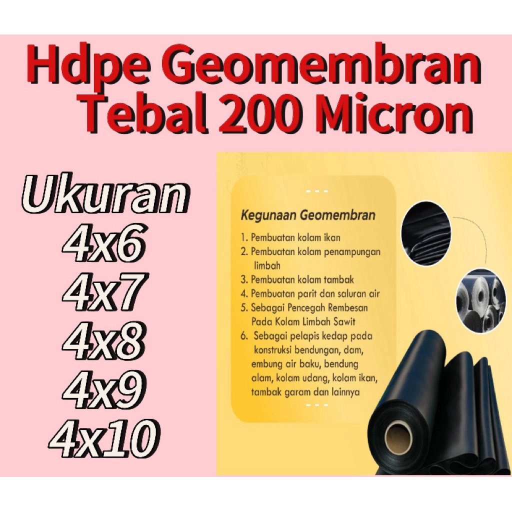 Hdpe Geomembran 200 micron berbagai ukuran ( kolam ikan & Tambak )